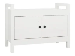 Banco de entrada blanco 80x40x60 cm Madera maciza de pino