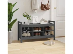 Banco de entrada Gris 110x40x60 cm Madera maciza de pino