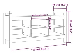 Banco de entrada Gris 110x40x60 cm Madera maciza de pino