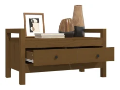 Banco de entrada Marrón miel 80x40x43 cm Madera maciza de pino