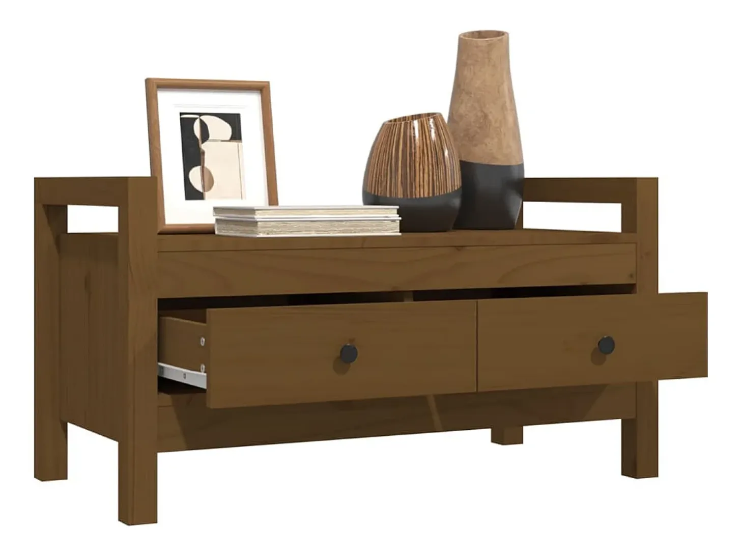 Banco de entrada Marrón miel 80x40x43 cm Madera maciza de pino
