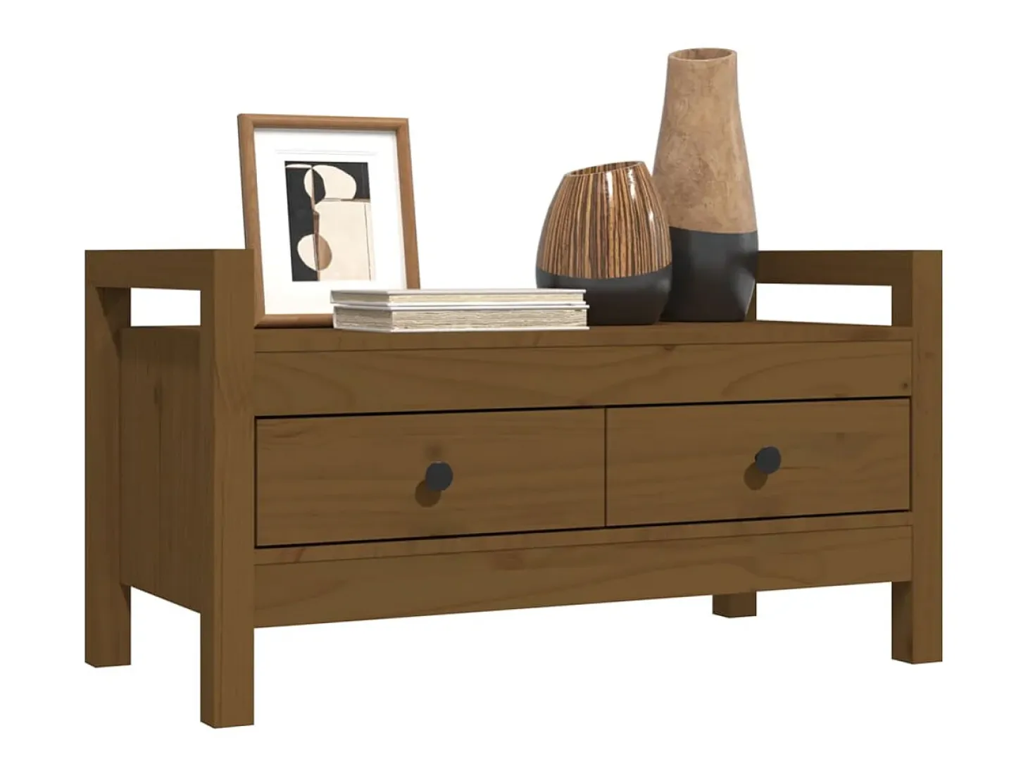 Banco de entrada Marrón miel 80x40x43 cm Madera maciza de pino