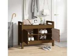 Banco de entrada Marrón miel 80x40x60 cm Madera maciza de pino