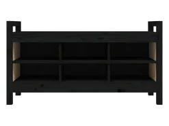 Banco de entrada negro 110x40x60 cm Madera maciza de pino