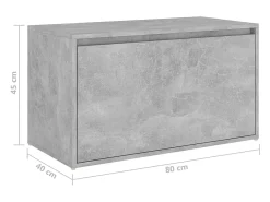 Banco de entrada 80x40x45 cm Gris hormigón Madera de ingeniería