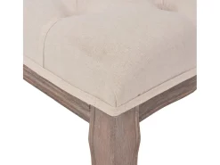 Banco de lino Madera maciza 110 x 38 x 48 cm Blanco crema