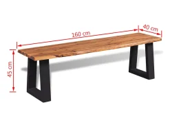 Banco de madera maciza de acacia 160 cm