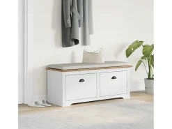 Banco de recibidor BODO blanco y marrón 114x40x45 cm