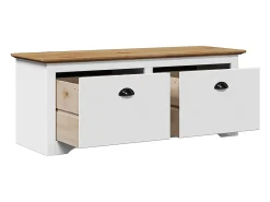 Banco de recibidor BODO blanco y marrón 114x40x45 cm