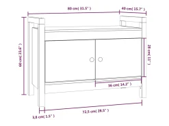 Banco de recibidor madera maciza de pino 80x40x60 cm