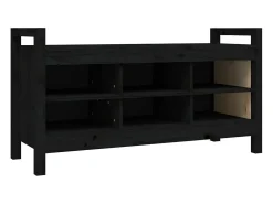 Banco de recibidor madera maciza de pino negro 110x40x60 cm ES907536