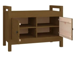 Banco de recibidor madera maciza de pino marrón miel 80x40x60cm ES685313