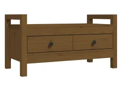 Banco de recibidor madera maciza pino marrón miel 80x40x43 cm ES692203