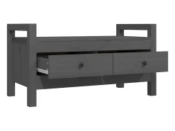 Banco de recibidor madera maciza de pino gris 80x40x43 cm ES134226
