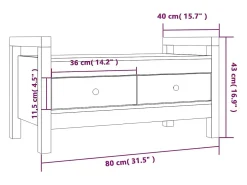Banco de recibidor madera maciza pino marrón miel 80x40x43 cm