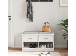 Banco de recibidor SANDNES blanco 87x40x50 cm madera maciza de pino