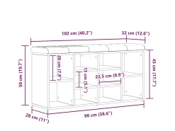 Banco de zapatos negro 100 x 30 x 48 cm Madera de ingeniería