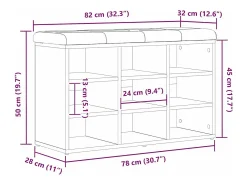 Banco de zapatos negro 80 x 30 x 48 cm Madera de ingeniería
