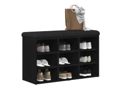 Banco de zapatos negro 80 x 30 x 48 cm Madera de ingeniería