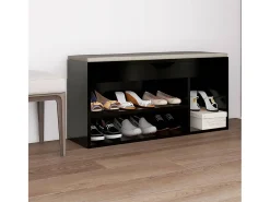 Banco de zapatos negro y cojín 104x30x49cm Madera de ingeniería
