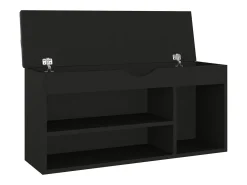 Banco de zapatos negro y cojín 104x30x49cm Madera de ingeniería