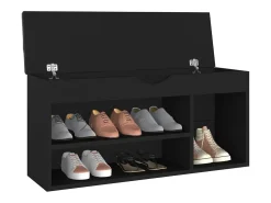 Banco de zapatos negro y cojín 104x30x49cm Madera de ingeniería