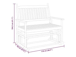 Banco deslizante madera maciza de álamo marrón 118x70x104,5 cm