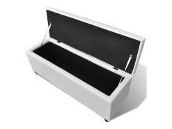 Banco largo de almacenamiento de madera blanca