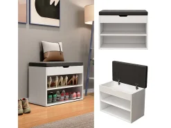 Banco para zapatos blanco 60x30x45 titus