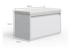 Banco para zapatos blanco 80x39x45 iker
