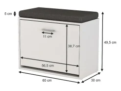 Banco para zapatos blanco 60x30x49.5 georg