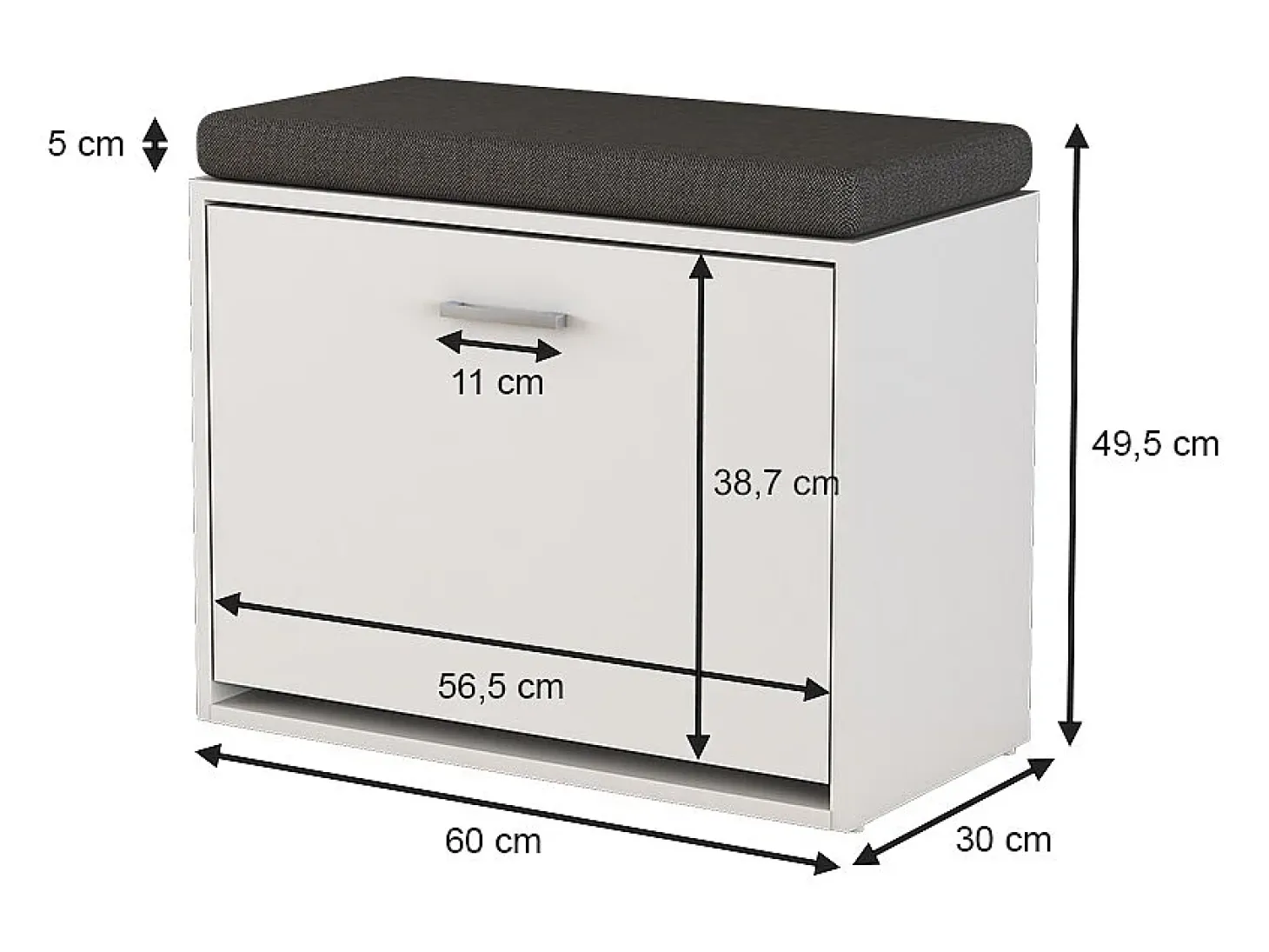 Banco para zapatos blanco 60x30x49.5 georg