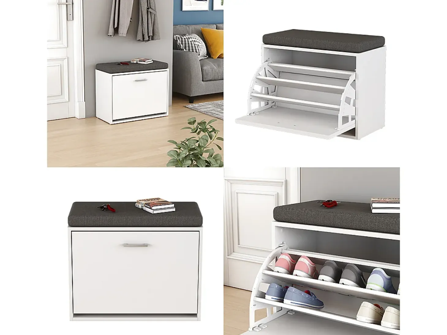 Banco para zapatos blanco 60x30x49.5 georg