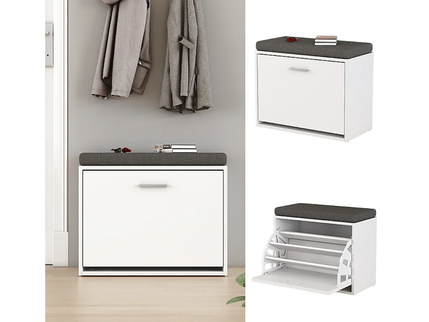 Banco para zapatos blanco 60x30x49.5 georg