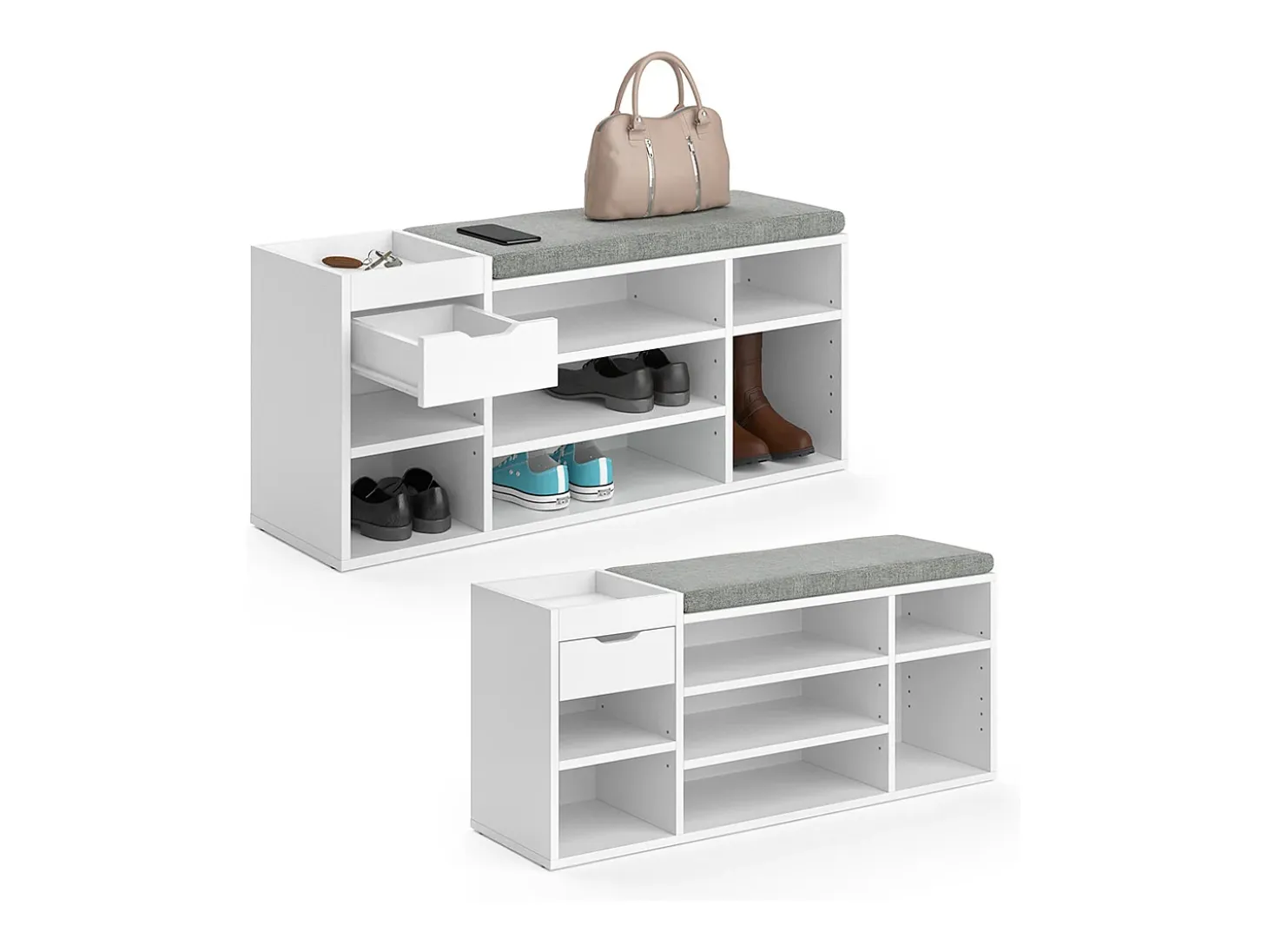 Banco para zapatos blanco 101.1x29.5x45 eleon