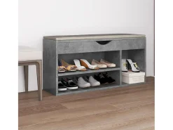 Banco para zapatos con cojín de madera de ingeniería gris hormigón