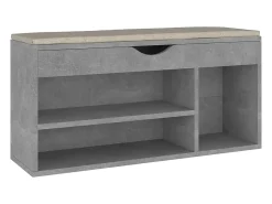 Banco para zapatos con cojín de madera de ingeniería gris hormigón