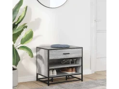 Banco para zapatos de madera de ingeniería y metal gris Sonoma