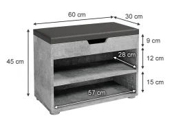 Banco para zapatos hormigón 60x30x45 rolfe