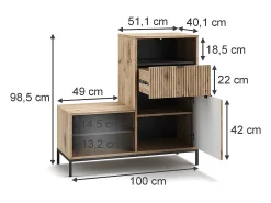 Banco para zapatos roble vikingo 100x40x98.5 eliza