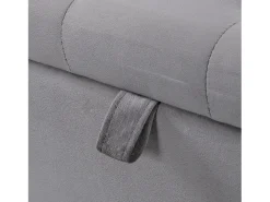 Banco tapizado con almacenaje - estructura de madera - terciopelo gris 138x41x42 cm
