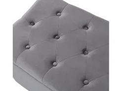 Banco tapizado con almacenaje - estructura de madera - terciopelo gris 138x41x42 cm