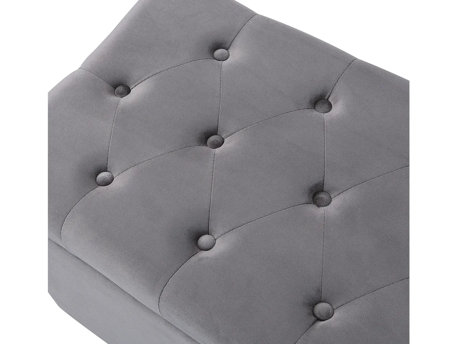 Banco tapizado con almacenaje - estructura de madera - terciopelo gris 138x41x42 cm