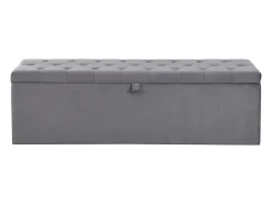 Banco tapizado con almacenaje - estructura de madera - terciopelo gris 138x41x42 cm