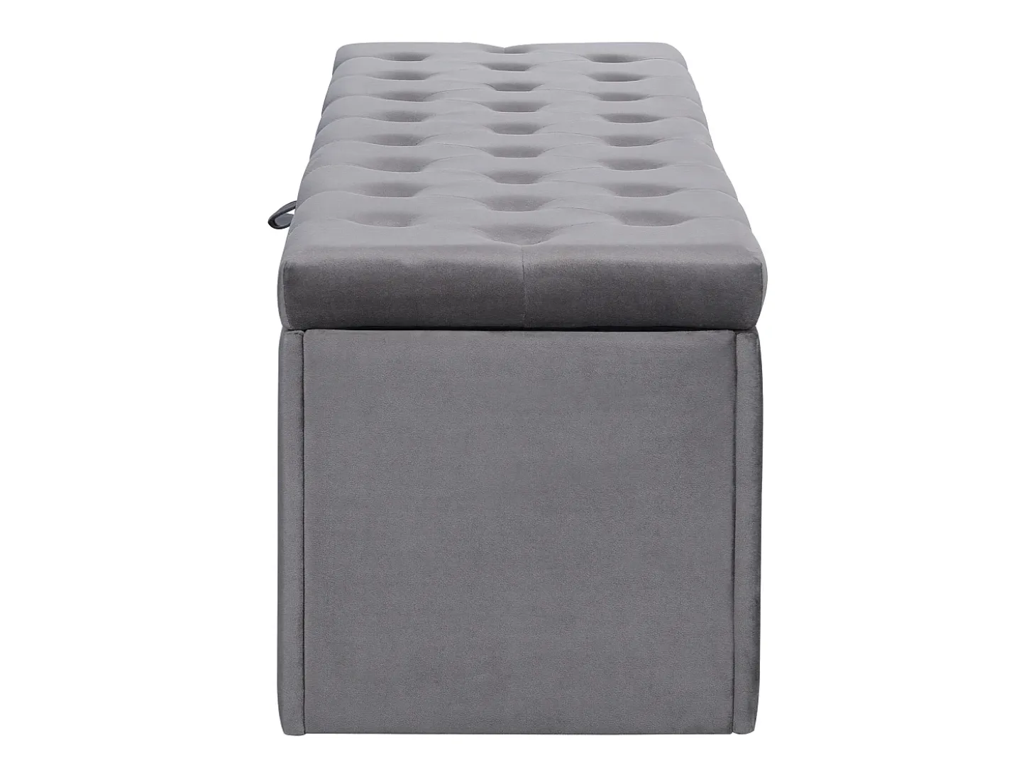 Banco tapizado con almacenaje - estructura de madera - terciopelo gris 138x41x42 cm