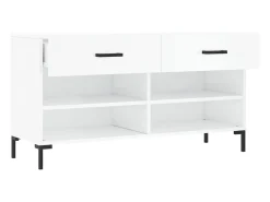 Banco zapatero blanco brillo 102x35x55 cm madera de ingeniería