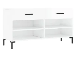 Banco zapatero blanco brillo 102x35x55 cm madera de ingeniería