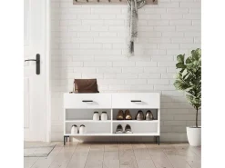 Banco zapatero blanco brillo 102x35x55 cm madera de ingeniería