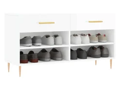 Banco zapatero blanco brillo 102x35x55 cm madera de ingeniería