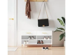 Banco zapatero blanco brillo 102x35x55 cm madera de ingeniería